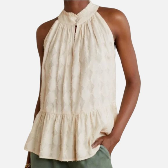 Apiece Apart Tops - NWT Apiece Apart Nissi Tiered Peplum Top Cream Sleeveless Ruffle Neck M